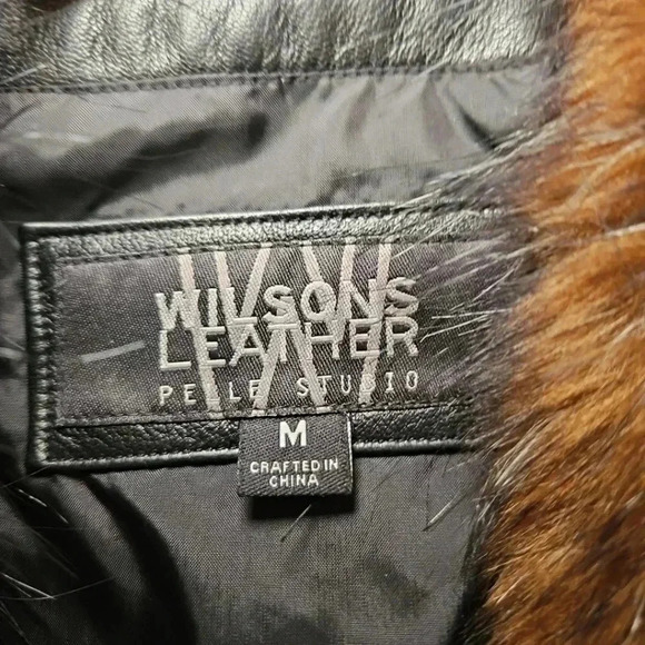 Wilson Leather Women's Black Pelle Studio Vinatge Faux Fur Trim Jacket M - Picture 10 of 13